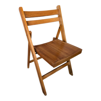 Vintage 70s light wood folding chair