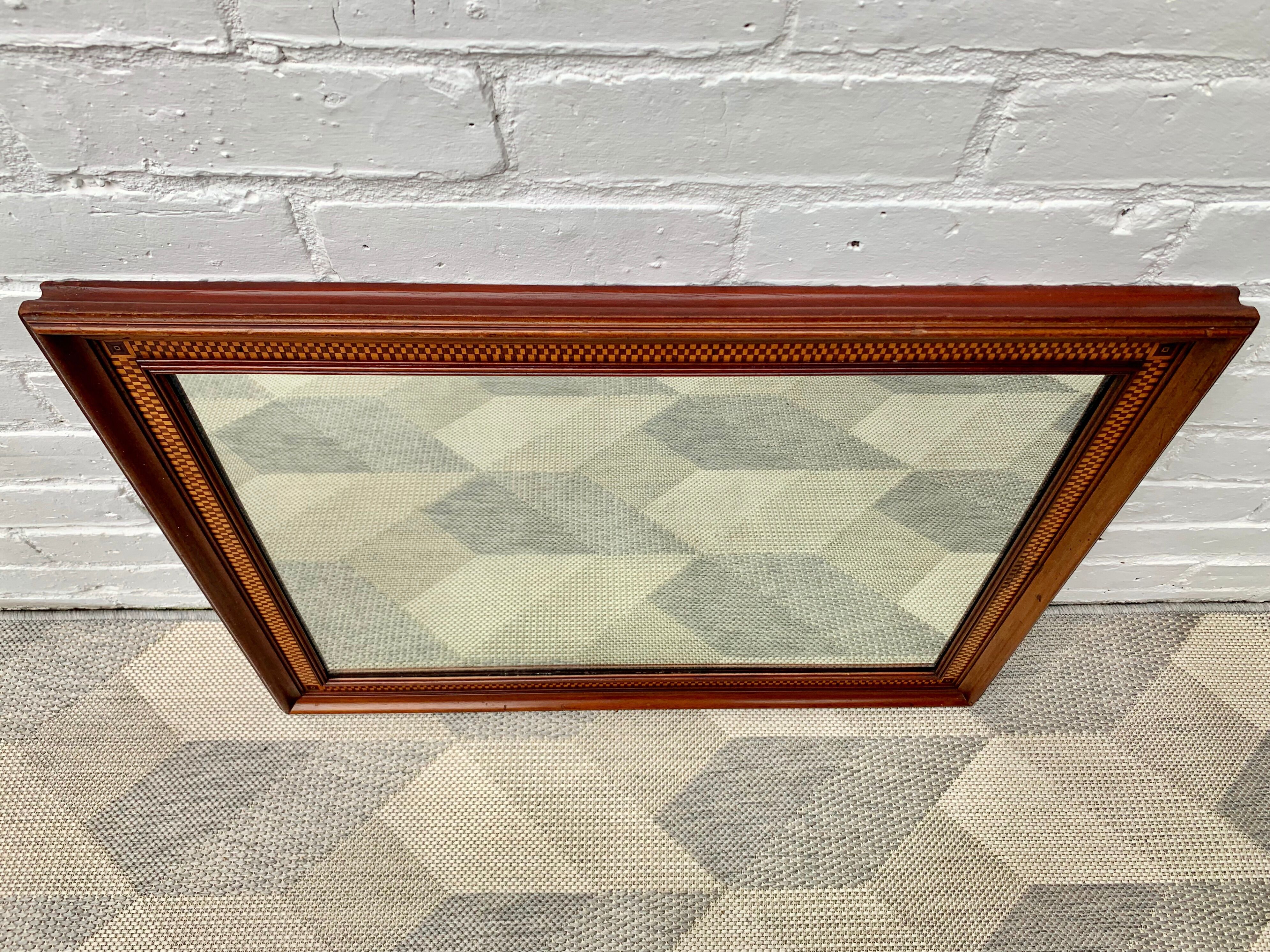 Wall mirror rectangular marquetry wood frame