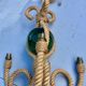 Audoux & Minet - vintage cord chandelier with 3 lights - France circa 1950