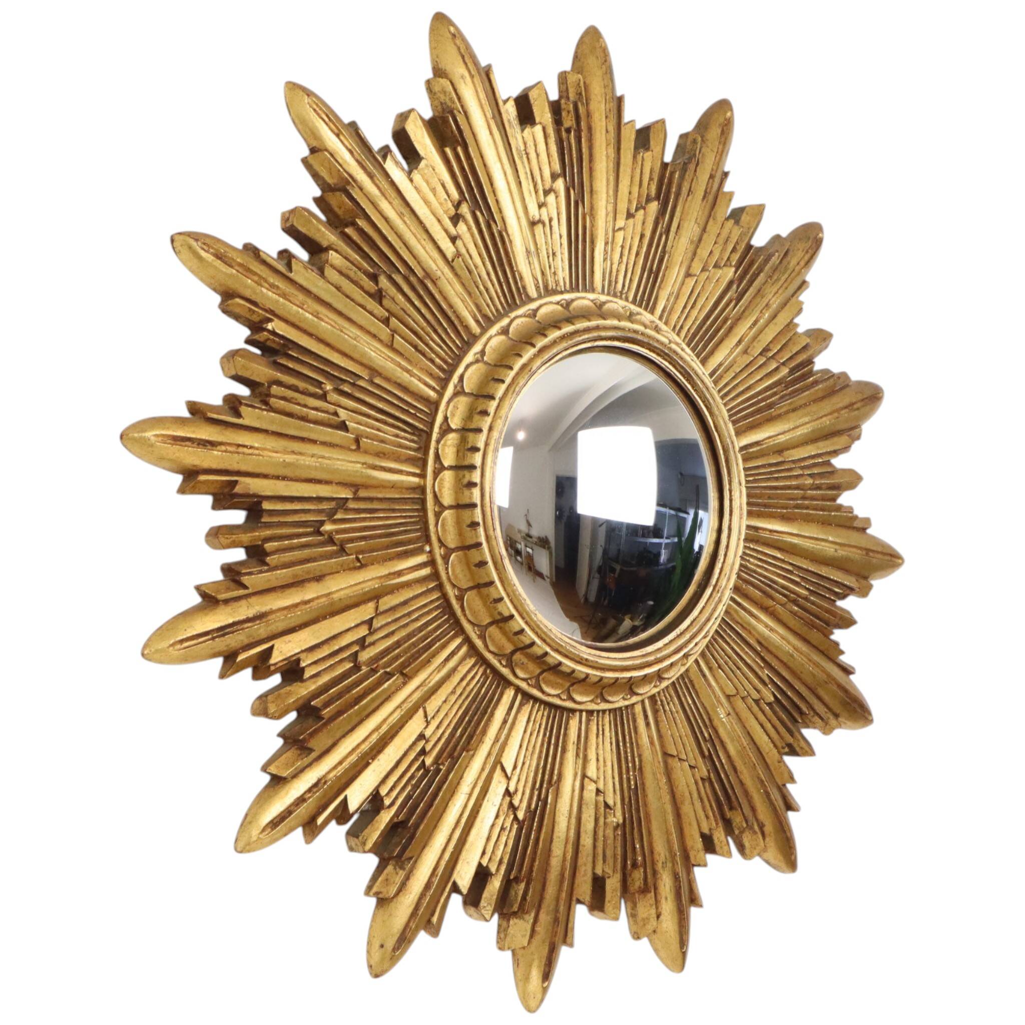 Gold Leaf Sunburst Mirror (Resin, 56cm)