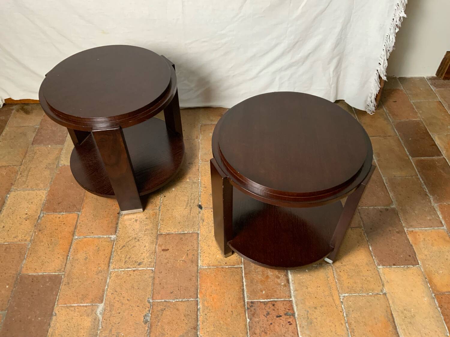 Pair of pedestal tables