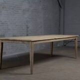 Table de ferme ancienne en chêne patiné longitudinal - 280 cm de long