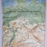 Pedagogical map MDI, 1968, reversible, physical map of Germany and economic map of Italy
