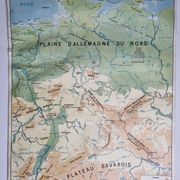 Pedagogical map MDI, 1968, reversible, physical map of Germany and economic map of Italy
