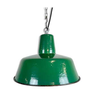 Industrial Green Enamel Pendant Lamp, 1960s