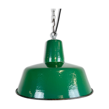 Industrial Green Enamel Pendant Lamp, 1960s