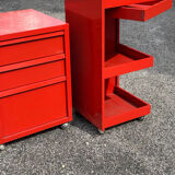 Prisunic 1970 metal trolley and box