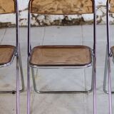 Set of 3 folding chairs in plexiglass and chrome, 1970.