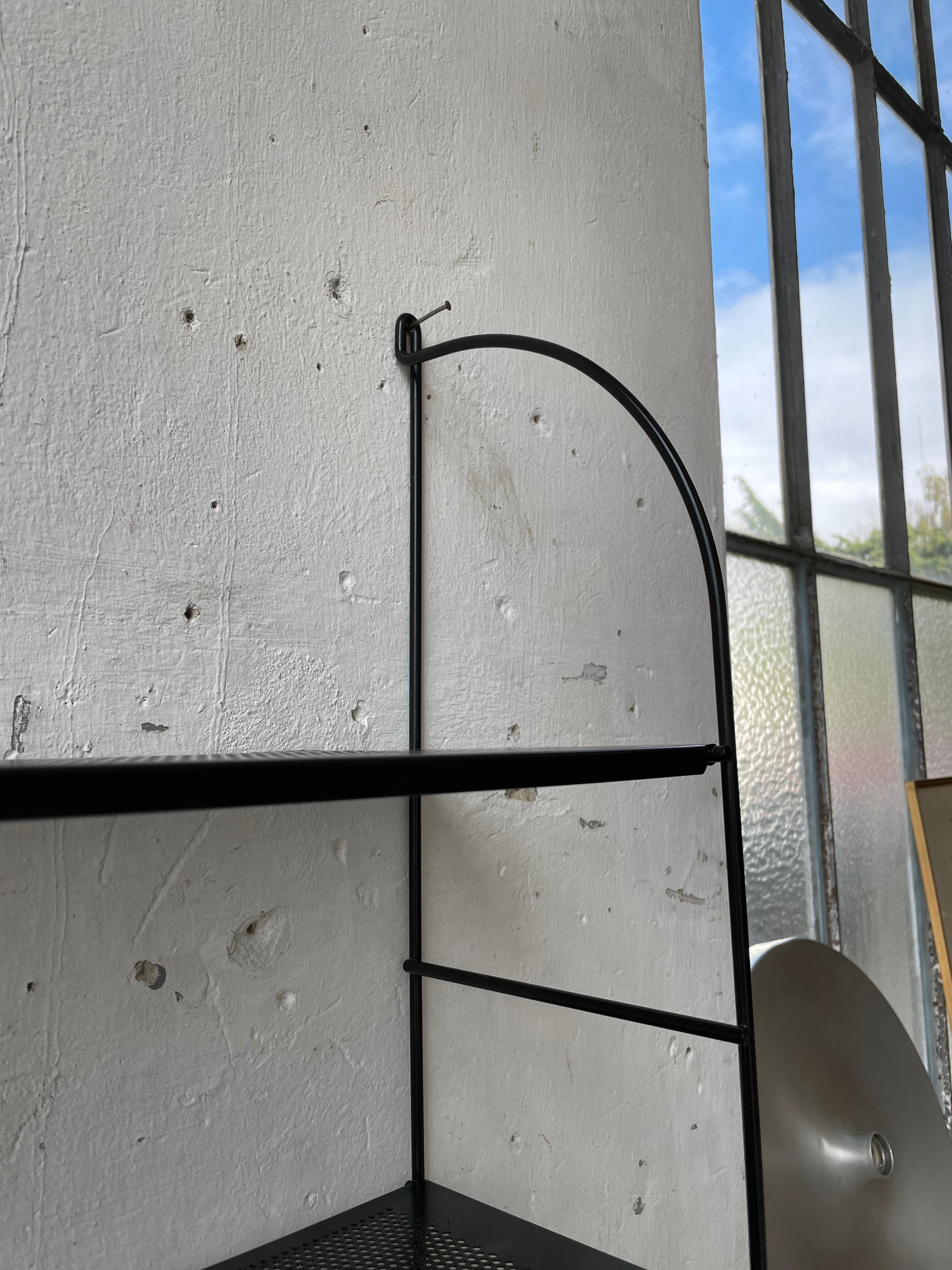 Black metal string shelf