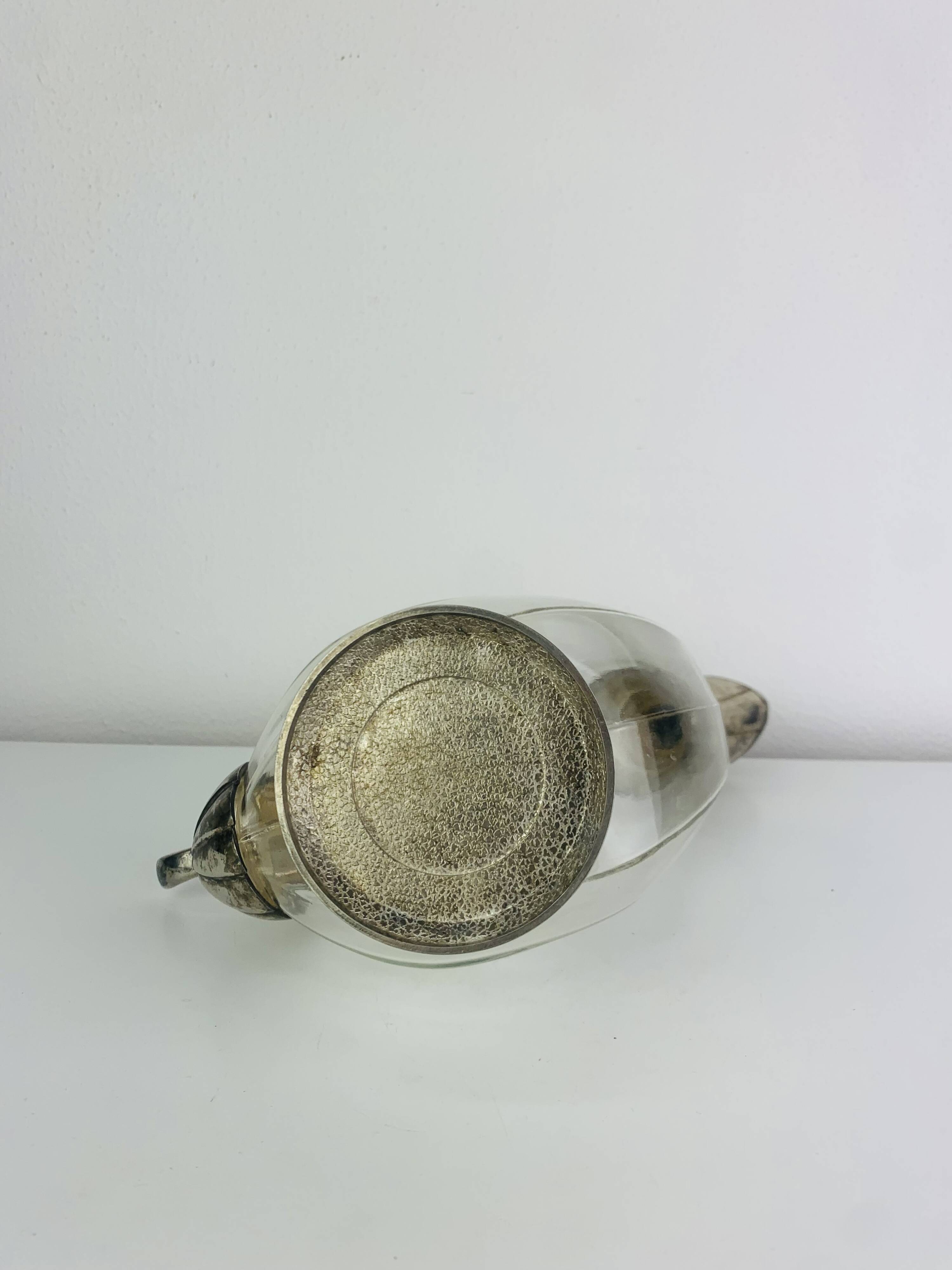 Silver-plated wine carafe jug, duck