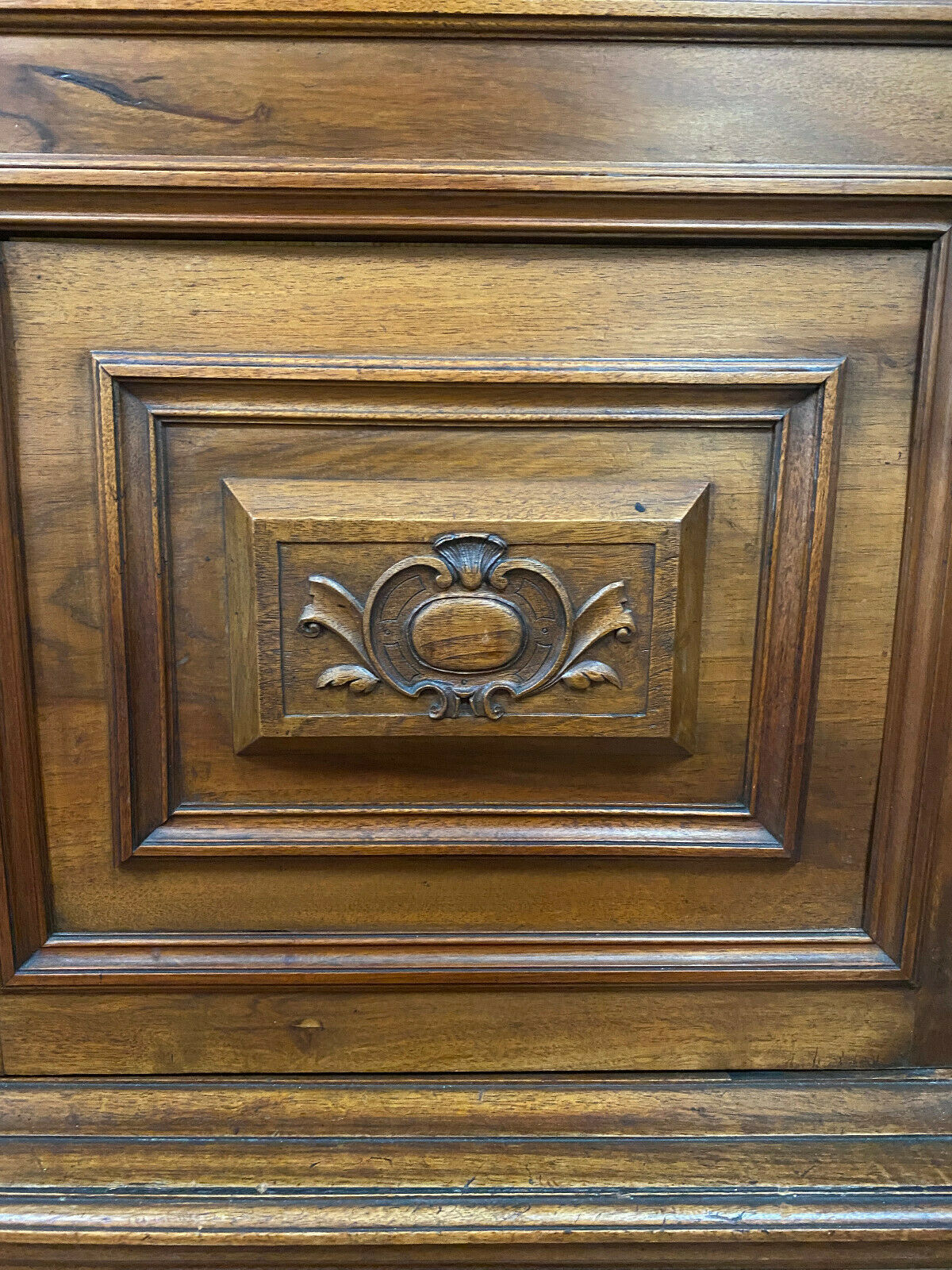 Gothic Renaissance library in solid walnut with columns around 1850