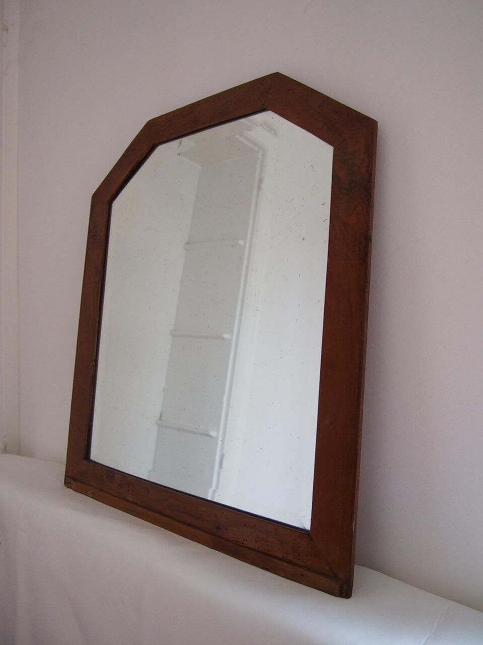 Former beveled mirror and contour wood 72x75cm