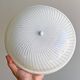 Vintage space age ceiling lamp, plastic striped shade