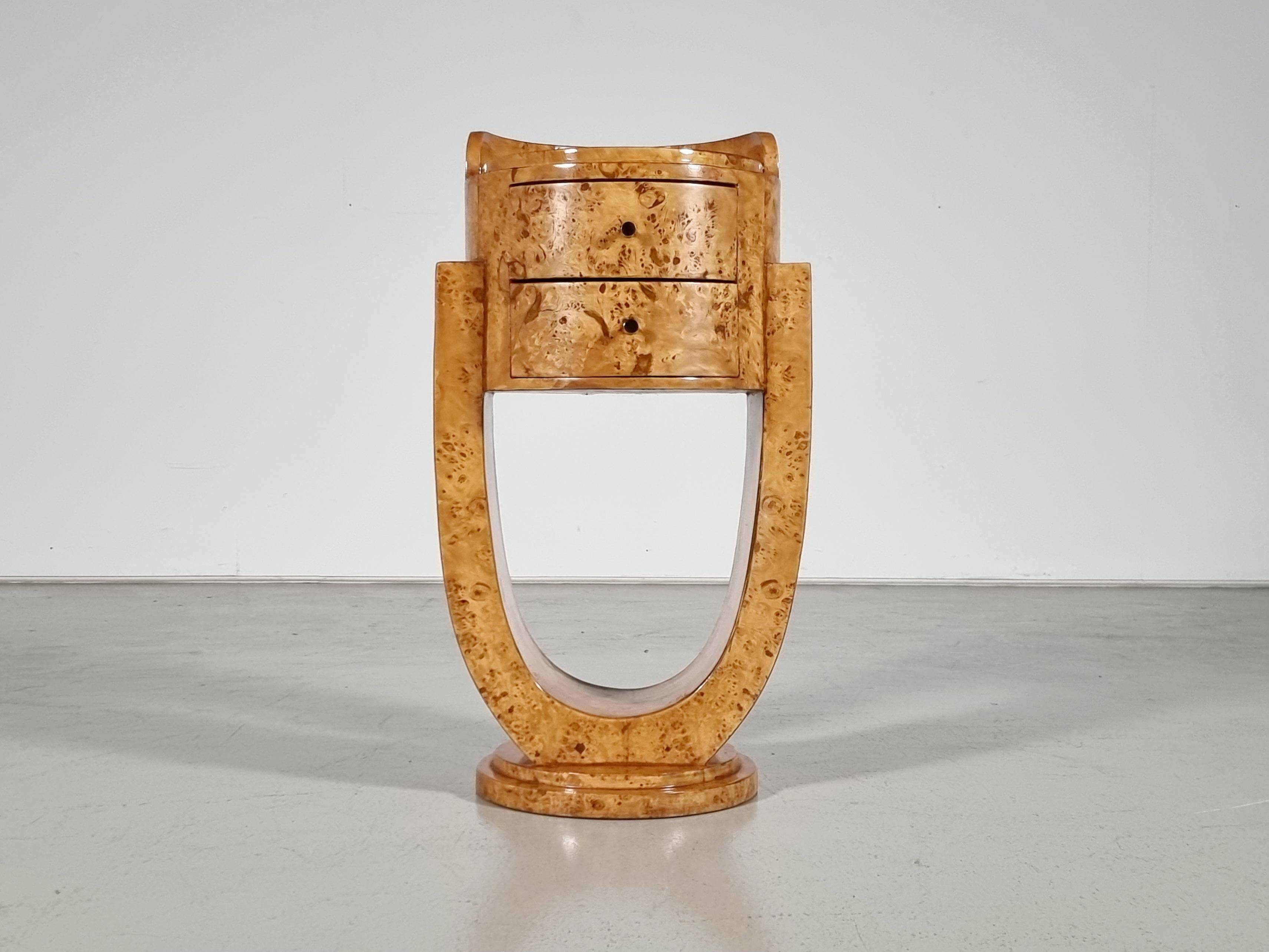 Meuble de rangement Art Déco en placage de bois de ronce, 1970