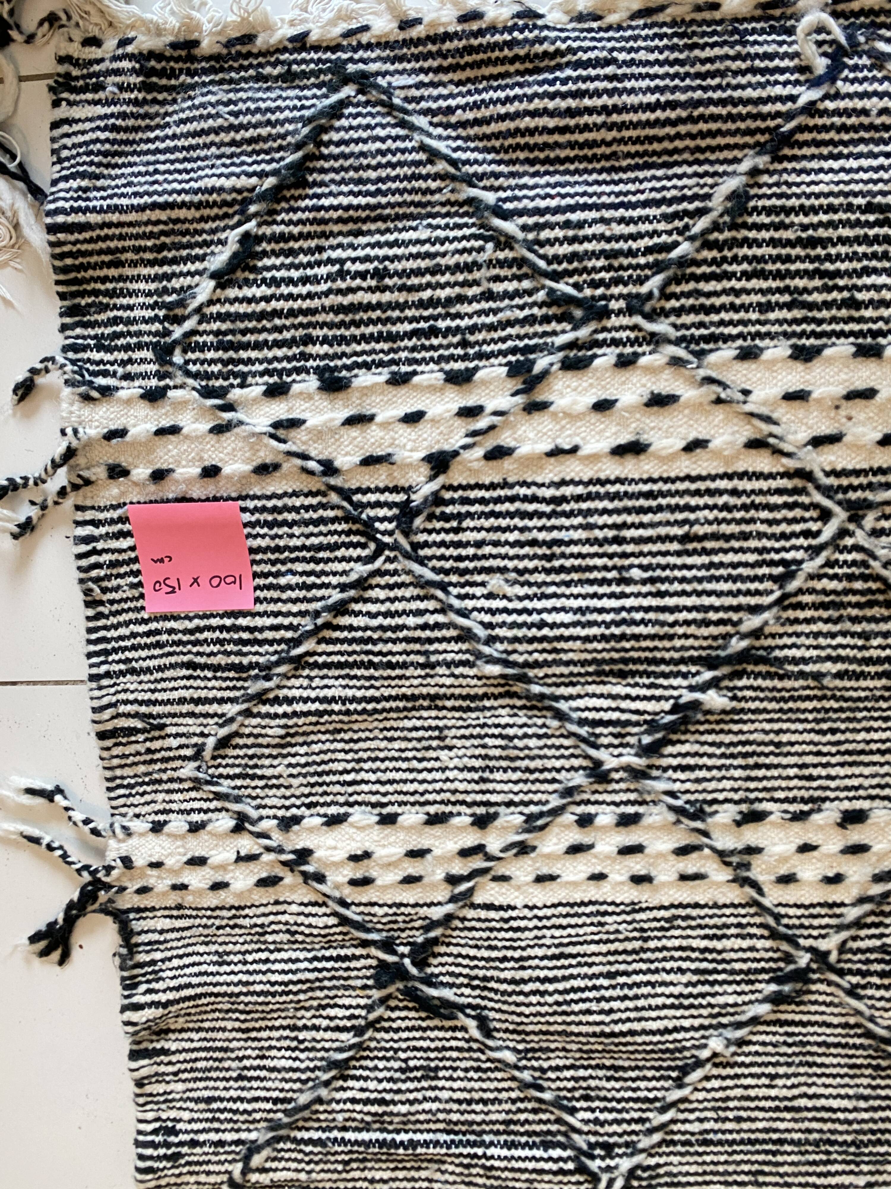 Black and white Moroccan Kilim rug