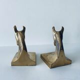 Pair of brass horse book set