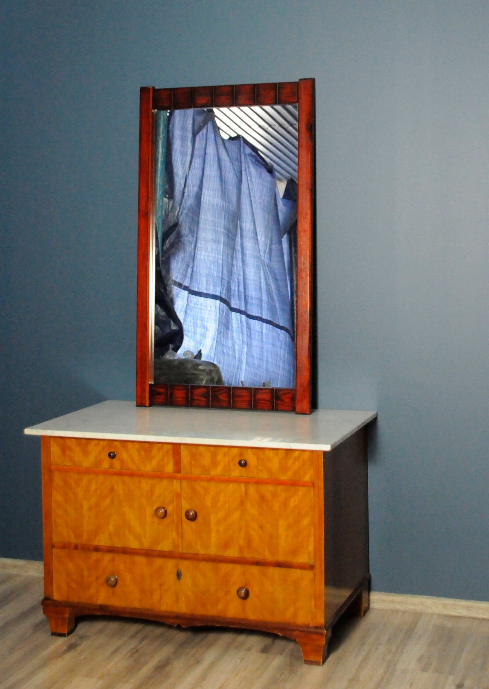 Mahogany mirror - scandinavia, 1960s