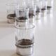 Liqueur service with 10 crystal glasses, solid silver and tray.