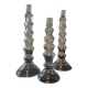 Trio of designer blown glass candle holders