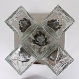Ceiling light or wall sconce J.T. Kalmar in cubic glass, Austria, 1960s.