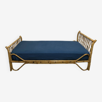 Bamboo and rattan single bed 1950