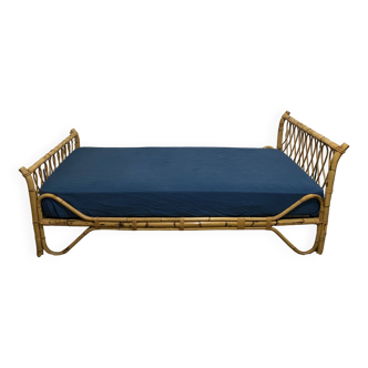 Bamboo and rattan single bed 1950