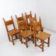 Ensemble de 6 chaises en chêne brutalistes - années 1970