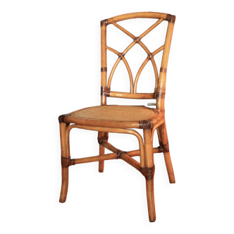 Bamboo leather cane chair