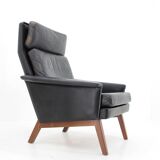 1970 Teak Leather High Back Armchair , Denmark