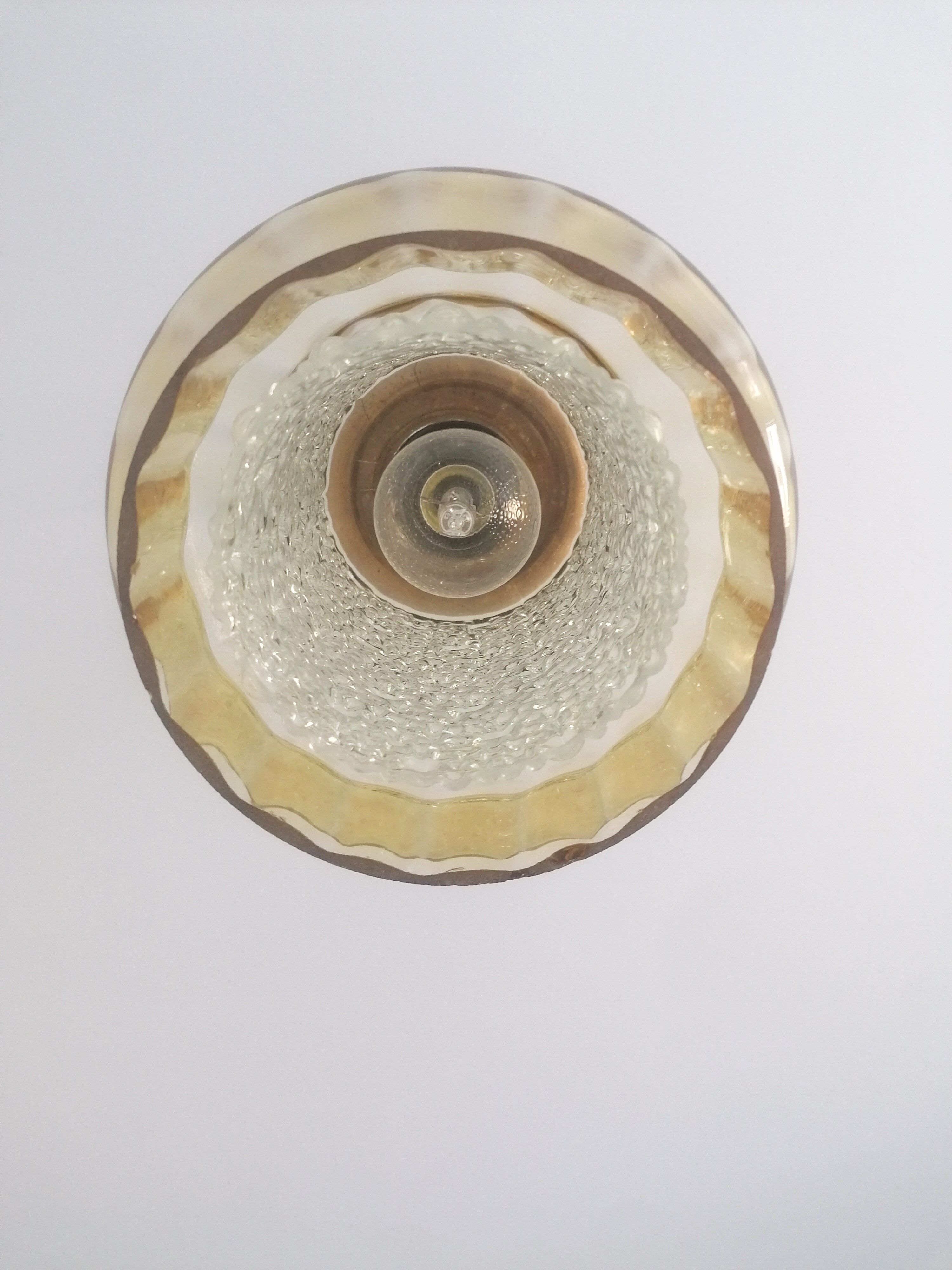 Suspension en verre et bois vintage allemand des années 70-80