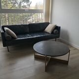 Oxford blue leather sofa