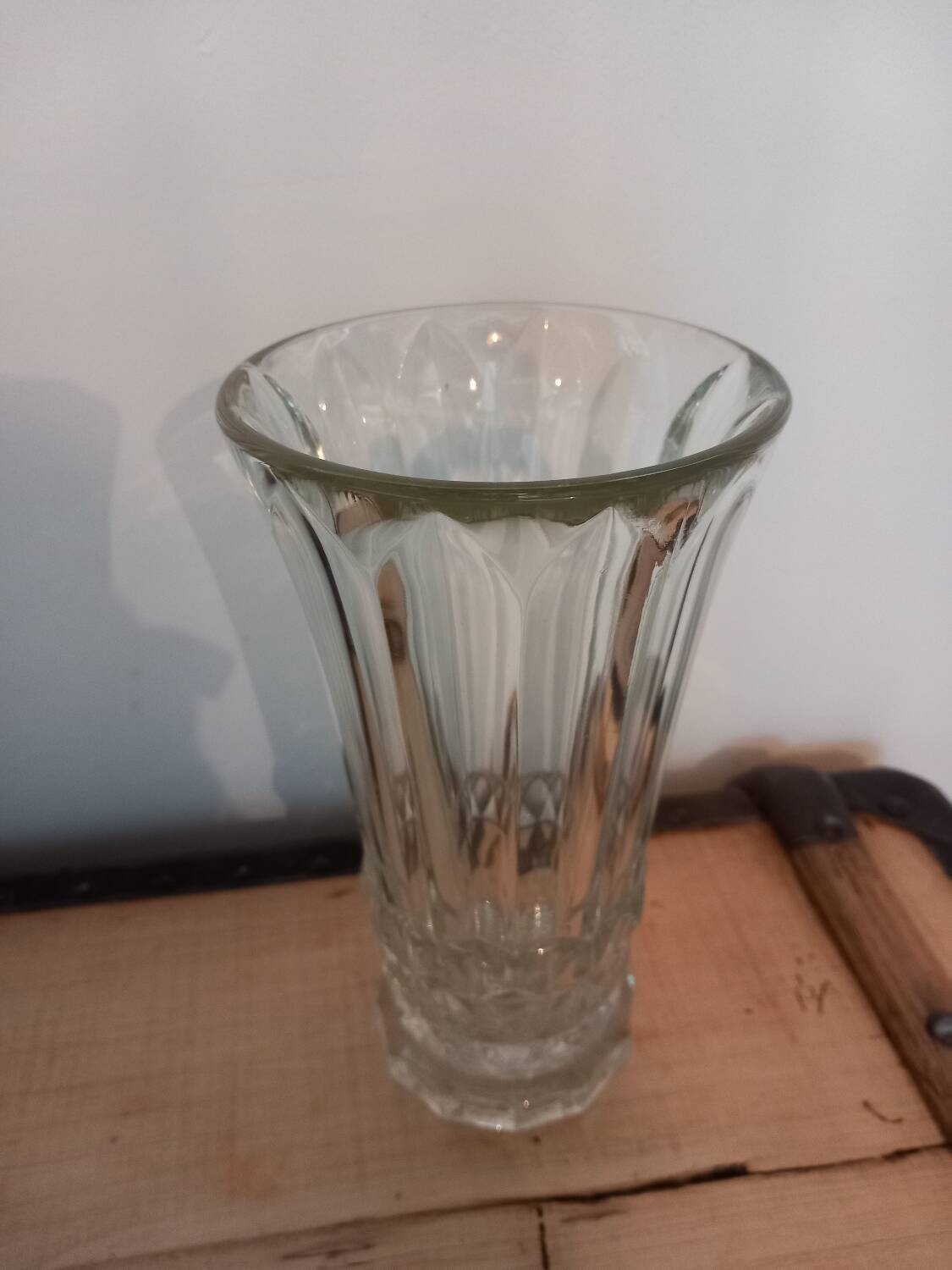 Clear cut glass vase