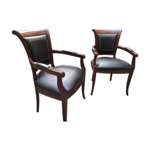 fauteuils Genoveva style - cuir noir