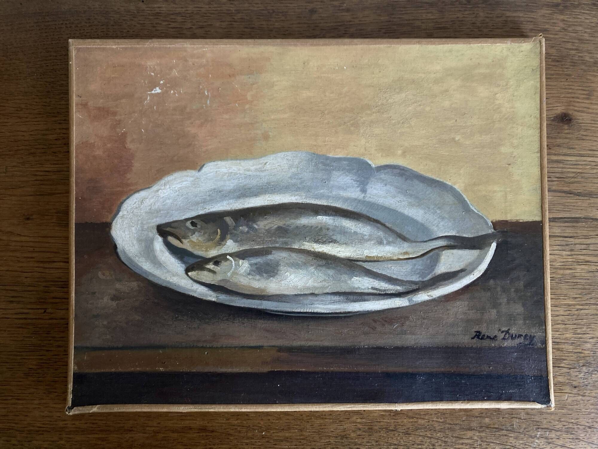 Modernist still life Fish on a plate, René Durey 1943