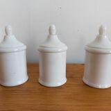 Set of 3 vintage pharmacy jars in apothecary opaline