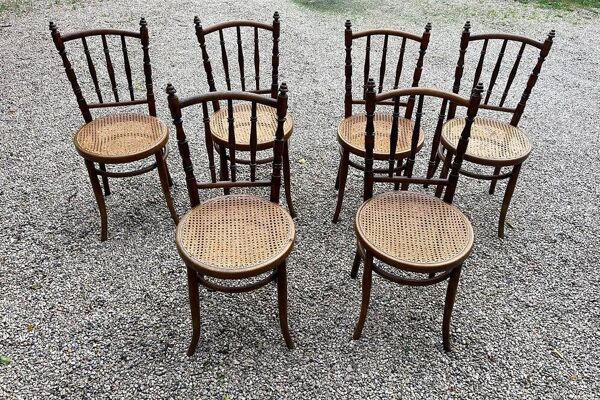 Lot de 6 chaises bistrot Josef Hofmann 1930