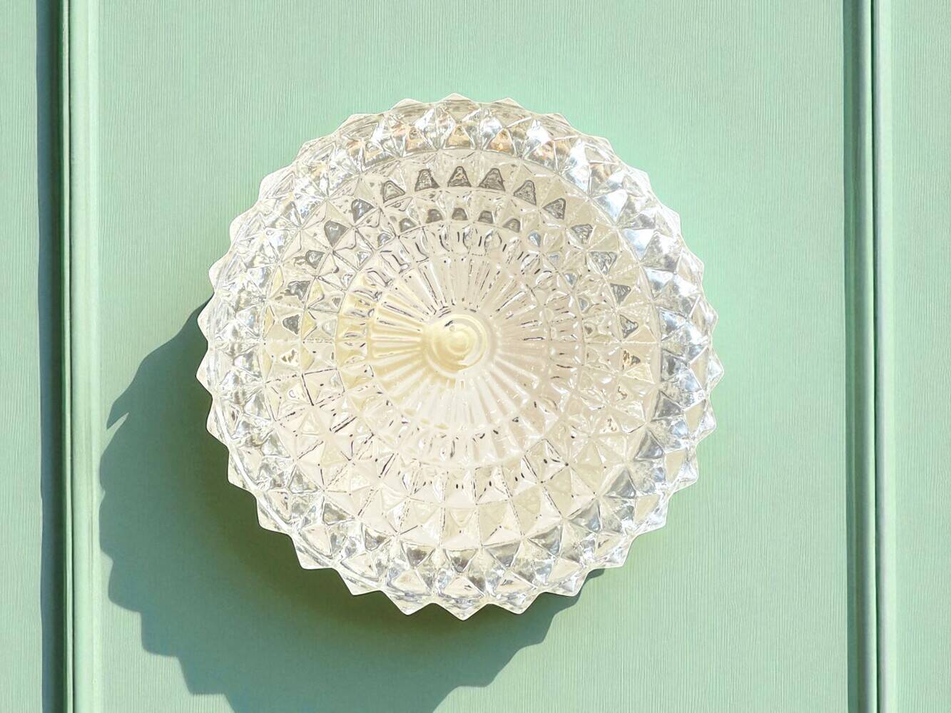 Pair glass flush mounted lamps