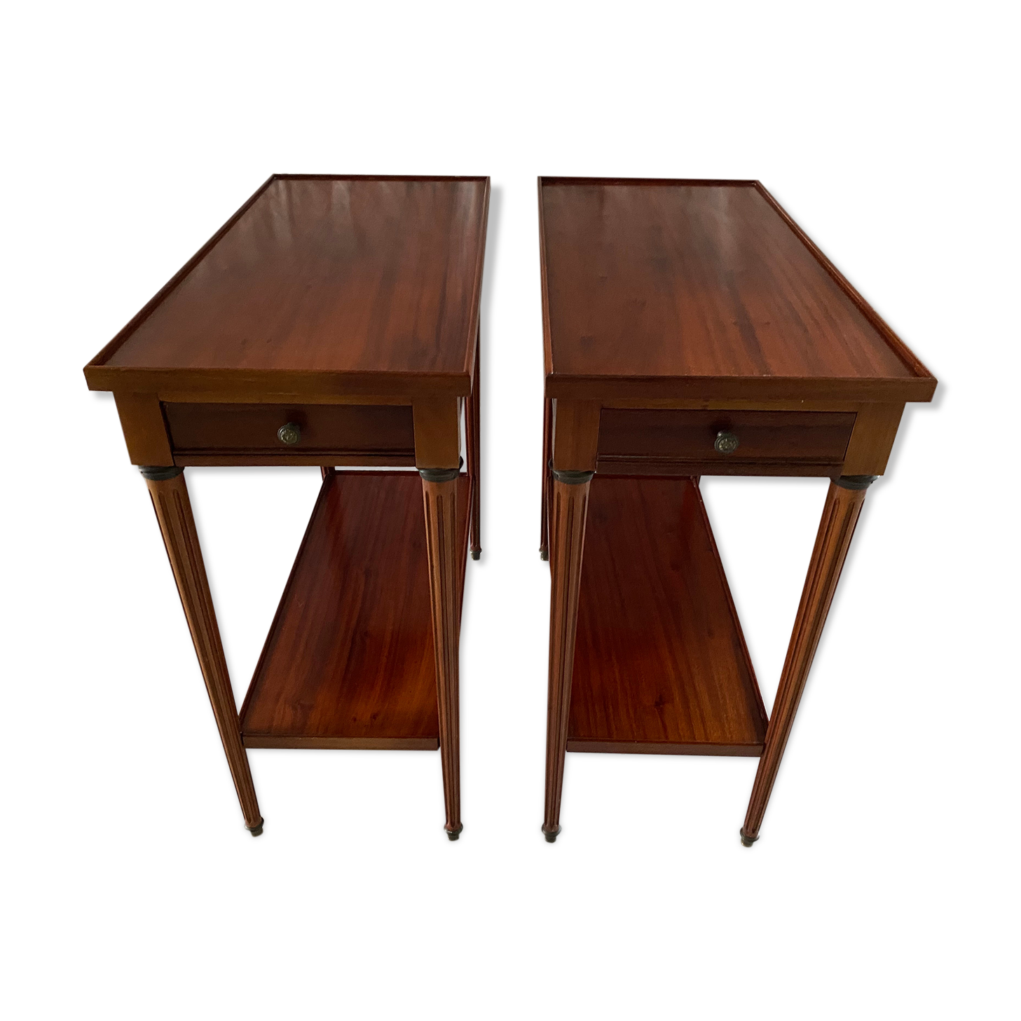 Pair of Louis XVI style wooden bedside tables