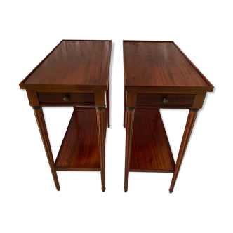 Pair of Louis XVI style wooden bedside tables