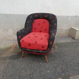 Armchair year 50 red and black compass feet