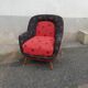Fauteuil année 50 rouge et noir pieds compas