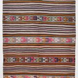 5x8 Multicolor Kilim Rug, Striped Rug, Antique Kilim 60s 160x232Cm