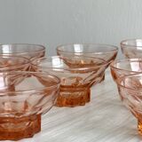 10 translucent pink bowls, small colored glass ramekin