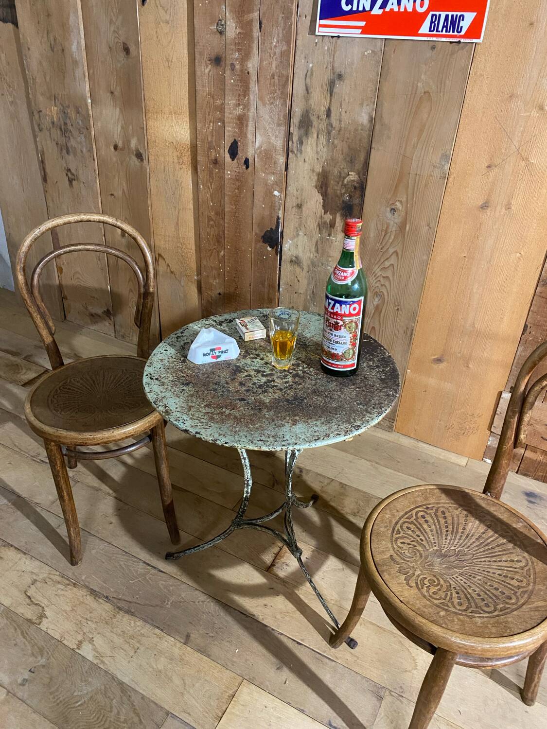 Old garden or bistro pedestal table