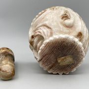 Pharmacy mortar and pestle in alabaster China man's face
