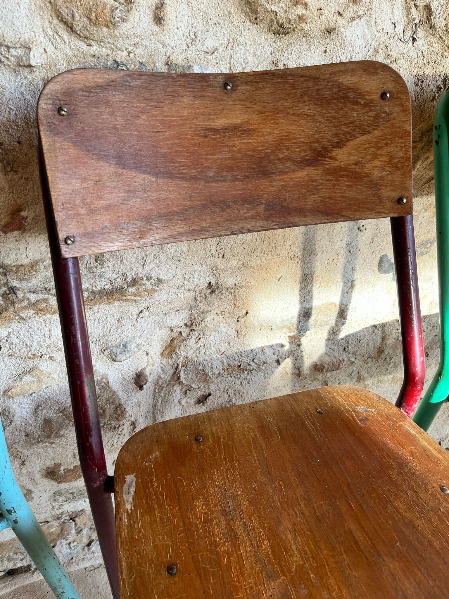 Set of 4 mismatched old school style chairs
