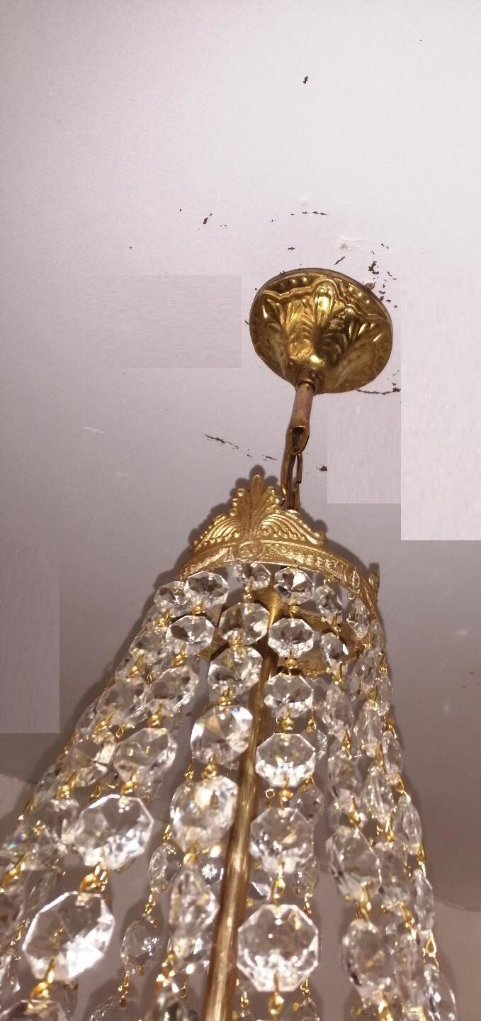 Balloon chandelier in bronze and crystal