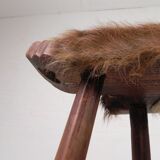 Set of 2 Spanish stools with cowhide, 1960s
