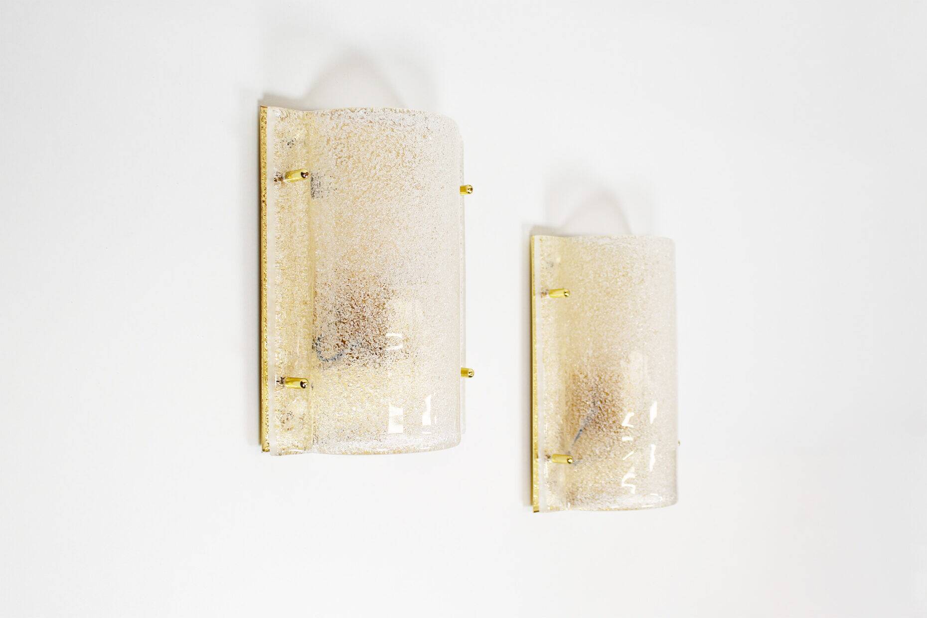 Set (2) of 1970s German brass and glass wall lights by WKR