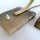 Pair of vintage art deco lamps, albatre marble brass, 30 years
